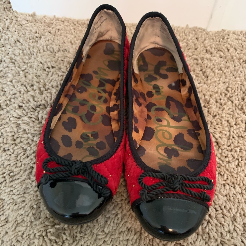 Red quilted flats